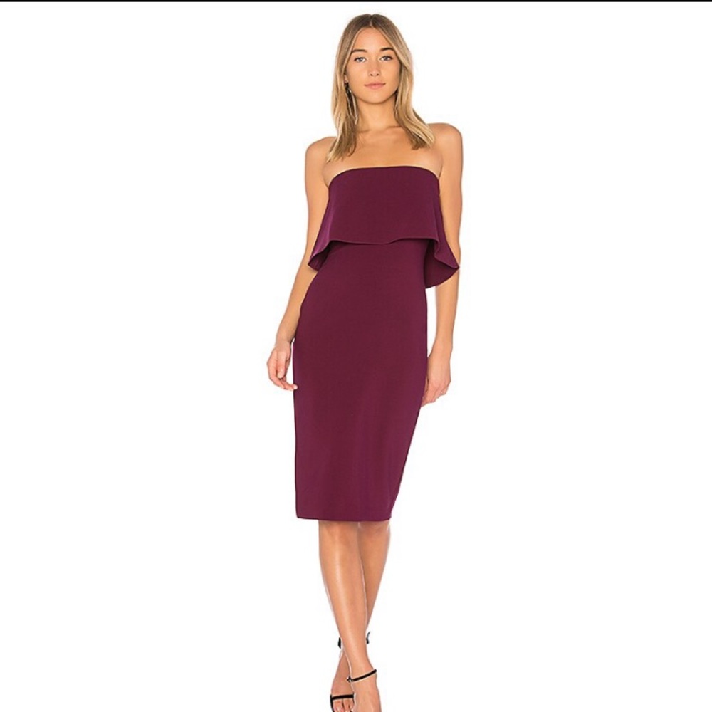 Missguided Maroon Strapless Midi Dress